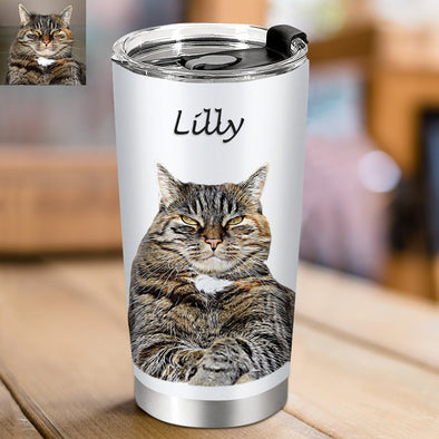 Custom Pet Photo Tumblers with Name Personalized Cat Dog Photo Travel Tumblers Cup Mug