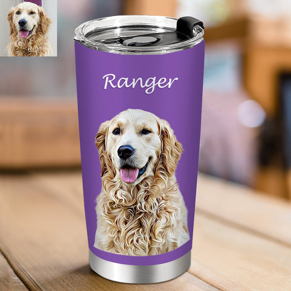 Custom Pet Photo Tumblers Personalized Travel Tumblers Cup Mug with Cat Dog Photo