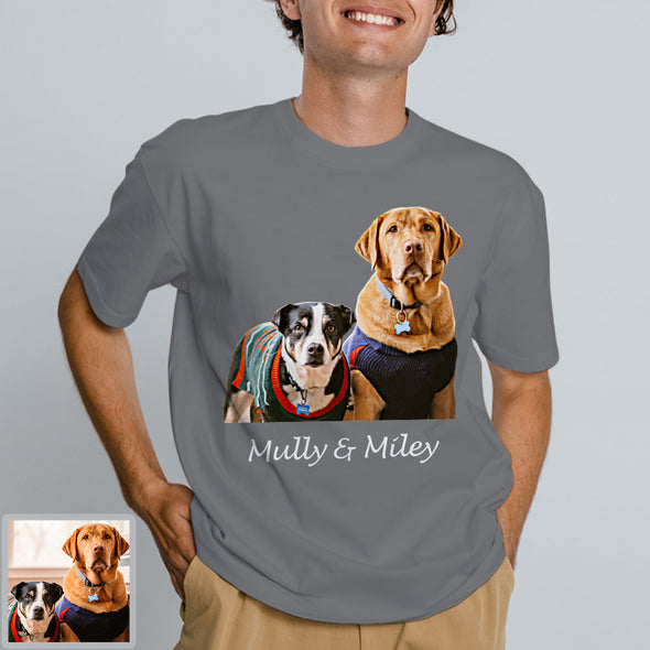 Gift for Dog Dad Cat Mom Custom Pet Photo T shirt Custom Short Sleeve Shirt Pet Printed on T Shirt