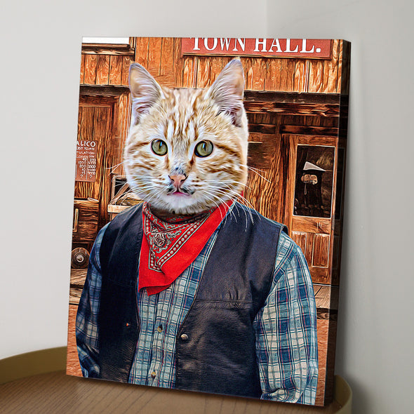 Custom Pet West Cowboy Canvas Custom Pet Portraits Canvas Print