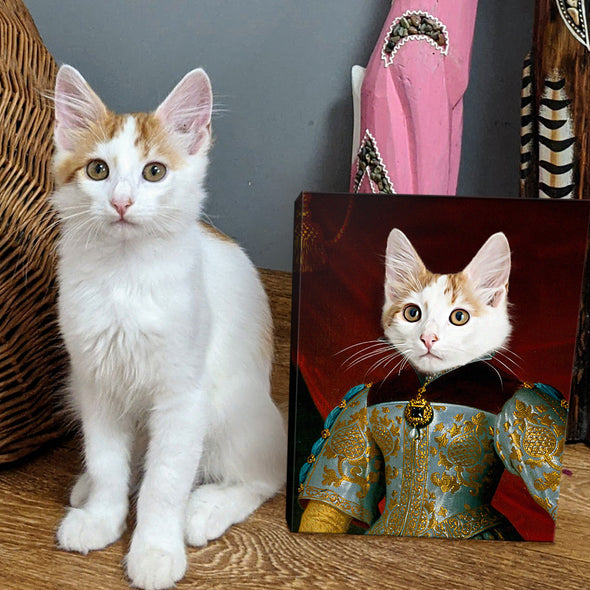Custom Royal Queen Pet Portraits Wall Art Canvas Print Custom Female Pet Framed Canvas
