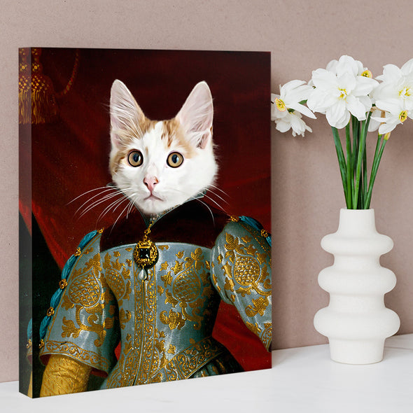 Custom Royal Queen Pet Portraits Wall Art Canvas Print Custom Female Pet Framed Canvas