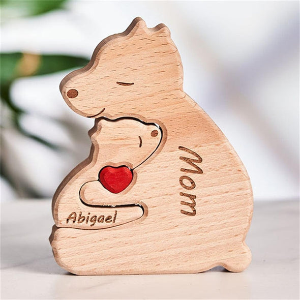 Gift for Mom Mothers Day Gift Custom Wooden Bear Name Puzzle Best Mom Christmas Gift