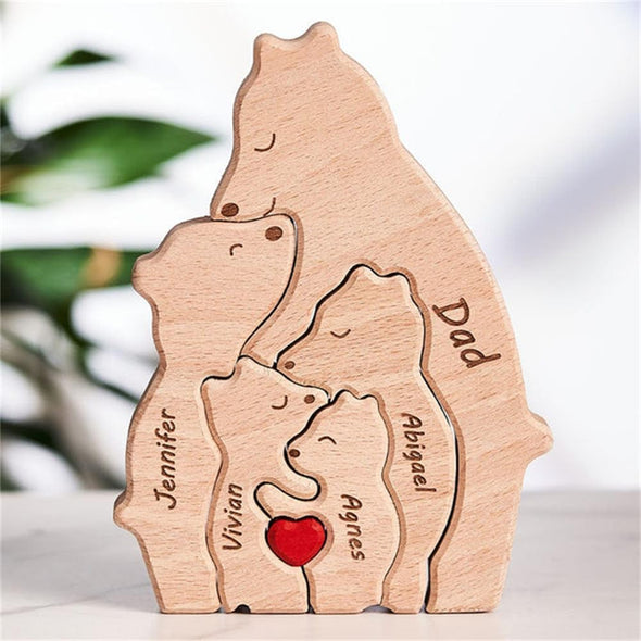 Gift for Mom Mothers Day Gift Custom Wooden Bear Name Puzzle Best Mom Christmas Gift