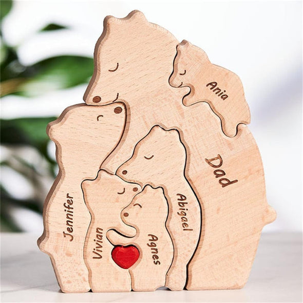 Gift for Mom Mothers Day Gift Custom Wooden Bear Name Puzzle Best Mom Christmas Gift