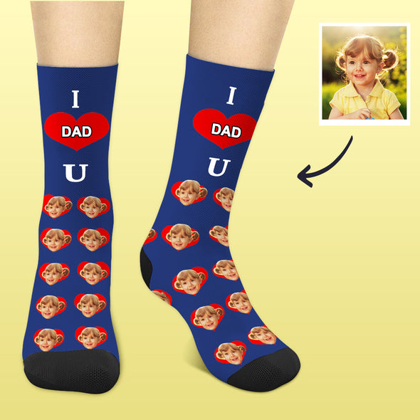 I Love Dad Socks Custom Face Socks Custom socks for Dad Fathers Day Gift