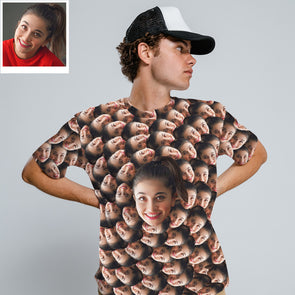 Custom Face T Shirt Face Printed on T Shirt All Over Print Custom Boyfriend Girlfriend Face Smash Shirt
