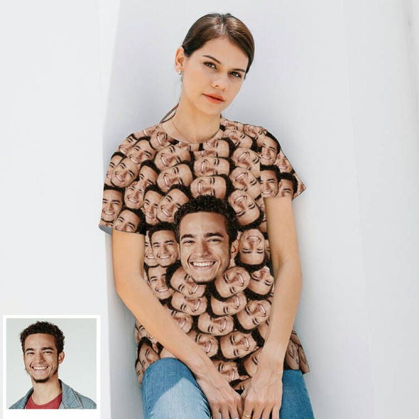 Custom Face T Shirt Face Printed on T Shirt All Over Print Custom Boyfriend Girlfriend Face Smash Shirt