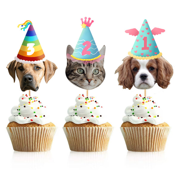 Cat Dog Pet Cupcake Toppers Baby Shower Kid Birthday Supplies Kitten Puppy Pet Theme Decorations