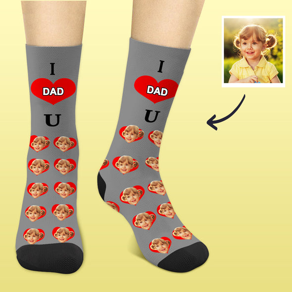 I Love Dad Socks Custom Face Socks Custom socks for Dad Fathers Day Gift