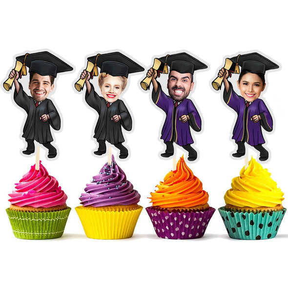Custom Graduation Face Cupcake Topper Personalized Cupcake Toppers Graduation Day Party Decor