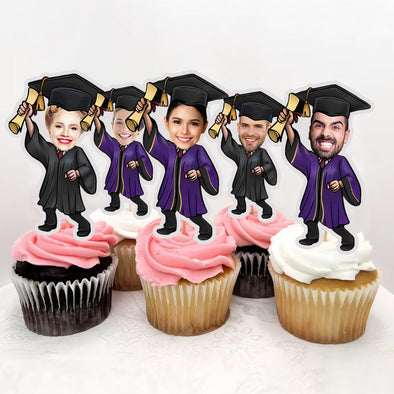 Custom Graduation Face Cupcake Topper Personalized Cupcake Toppers Graduation Day Party Decor