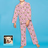 Gift for Dog Lover Kids Custom Long Sleeve Pajamas Set Children Kids Dog Photo Long Pajamas