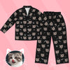 Gift for Cat Lover Kids Custom Long Pajamas Set with Cat Face Kids Custom Cat Photo Pajamas