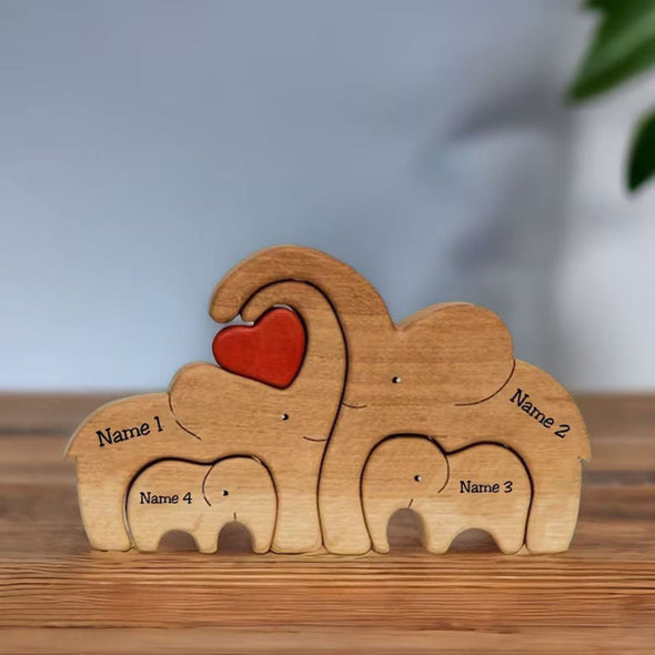 Gift for Mom Family Gift Custom Wooden Elephant Name Puzzle Fathers Day Gift Christmas Gift