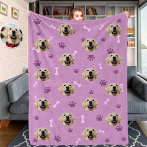 Christmas Gift Custom Blankets with Cat Dog Photo Custom Dog Face Blankets Fleece Throw Blanket