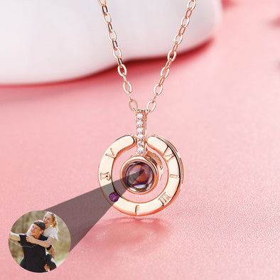 Custom Projection Necklace Necklace with Picture Inside Love Photo Pendant Gift for Girlfriend