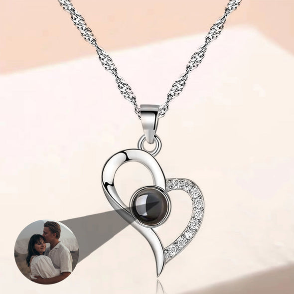 Anniversary Gift Personalized Projection Necklace Custom Necklace with Picture Inside Love Photo Pendant
