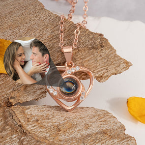 Projection Necklace Custom Necklace with Picture Inside Heart Love Photo Pendant Gift for Girlfriend