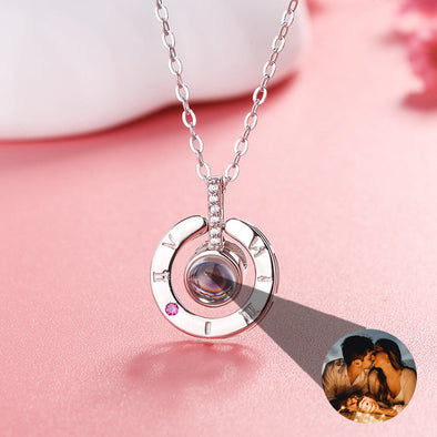 Custom Projection Necklace Necklace with Picture Inside Love Photo Pendant Gift for Girlfriend