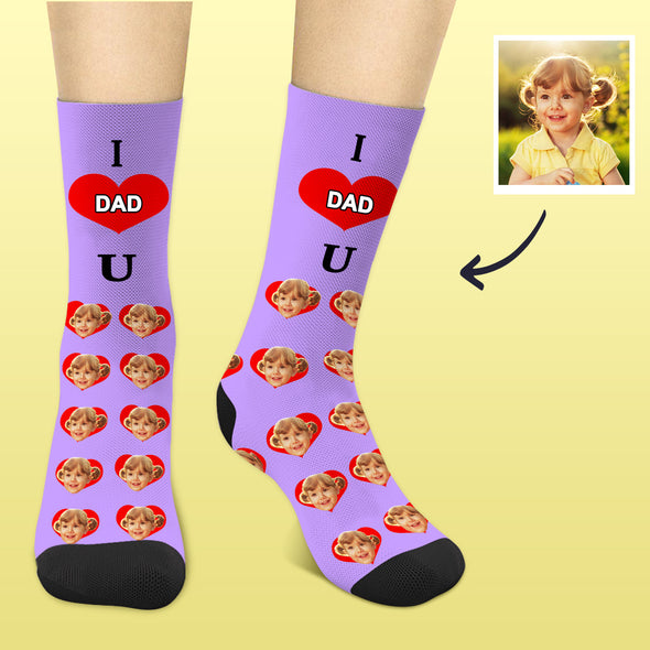 I Love Dad Socks Custom Face Socks Custom socks for Dad Fathers Day Gift