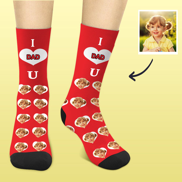 I Love Dad Socks Custom Face Socks Custom socks for Dad Fathers Day Gift