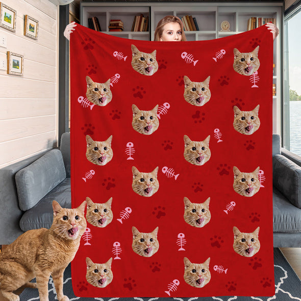 Custom Blankets with Cat Dog Photo Custom Dog Face Blankets Fleece Throw Blanket Christmas Gift