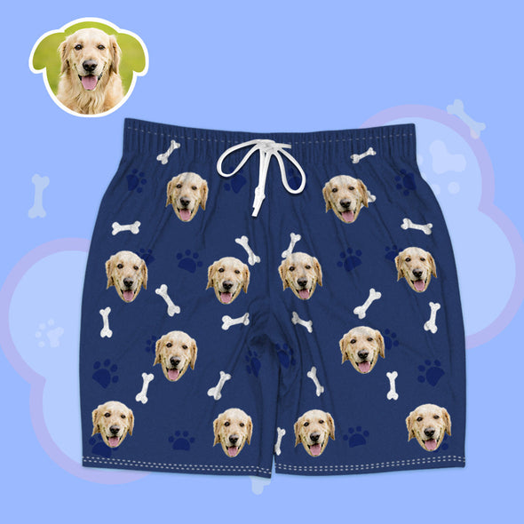 Adult Custom Dog Face Short Sleeve Sleepwear Summer Pajamas Gifts for Couples Gift for Dog Dad Mom