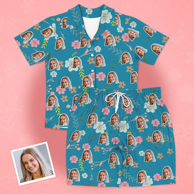 Mothers Dayg Gift Custom Photo Short Sleeve Pajamas Sleepwear Mom Face Pajamas Gift for Mom