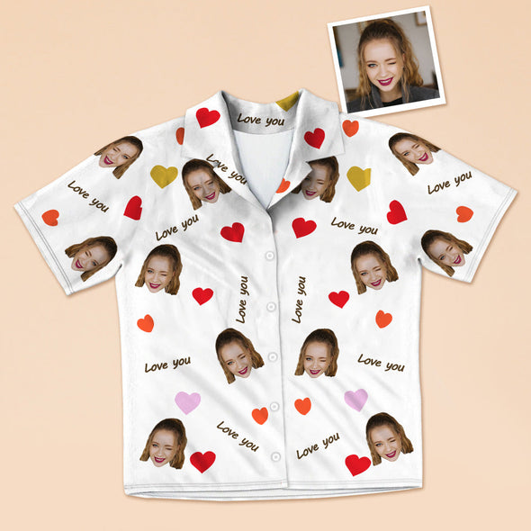 Gift for Girlfriend Custom Short Sleeve Nightwear Pajamas Set Short Sleeve Top withe Picture