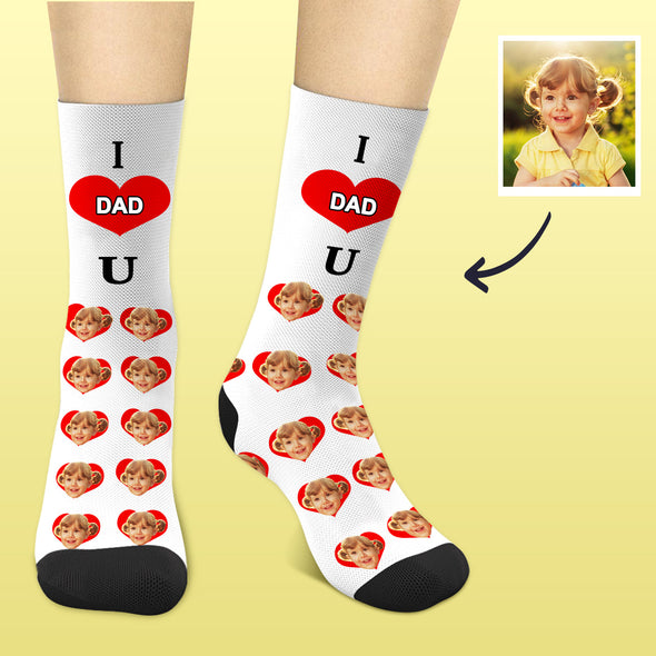 I Love Dad Socks Custom Face Socks Custom socks for Dad Fathers Day Gift