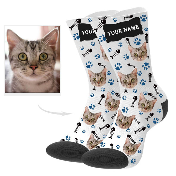 Personalized Cat Photo Socks with Picture and Text