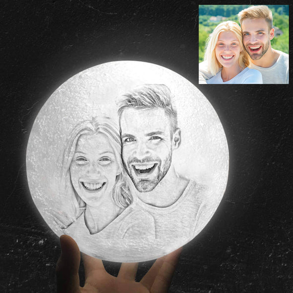 Personalized Moon Lamp with Picture Custom 3D Photo Engraved Moon Light 2 Colors