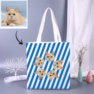 Custom Canvas Tote Bag with Cat Dog Face