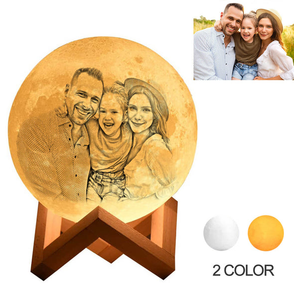 Custom Moon Lamp with Picture Custom 3D Photo Engraved Moon Light 2 Colors Best Gift Idea