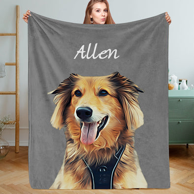 Christmas Gift Customized Photo Blankets Personalized Cat Dog Photo Blankets Fleece Throw Blanket
