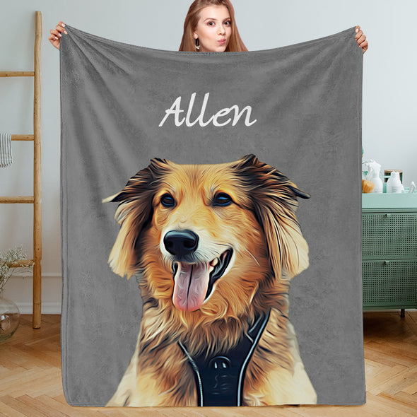 Personalized Photo Blankets Custom Cat Dog Photo Blankets Fleece Throw Blanket Birthday Gift