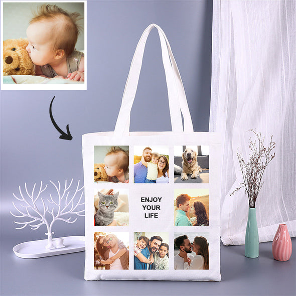 Personalized Canvas Tote Bag with Lover Photos