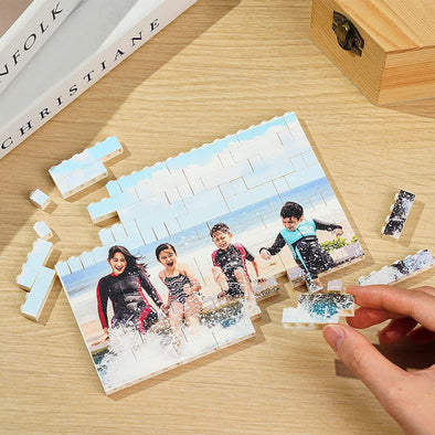 Custom Photo Block Puzzle Personalized Brick Portrait Photograph Anniversary Gift