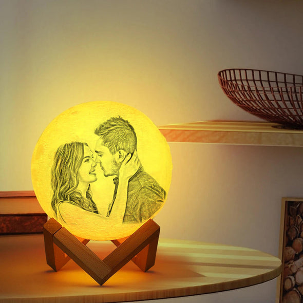Custom Moon Lamp with Photo Custom 3D Engraved Moon Light 16 Colors Best Gift Idea