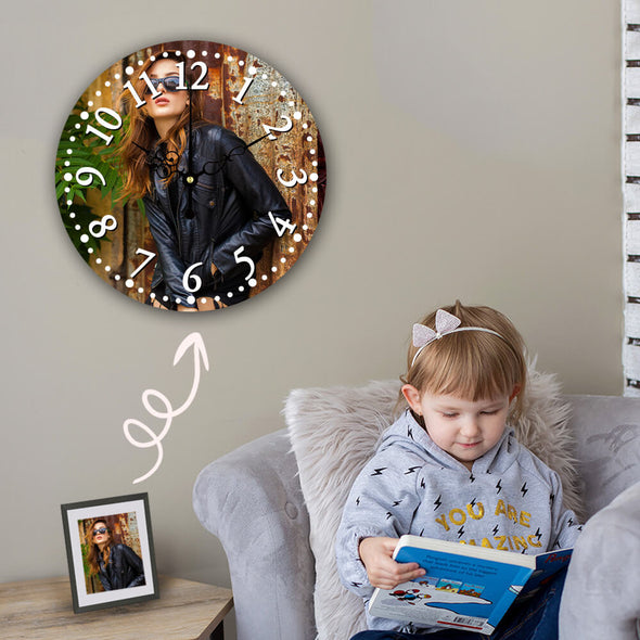 Custom Round Shape Wall Clock  with Picture Christmas Gift