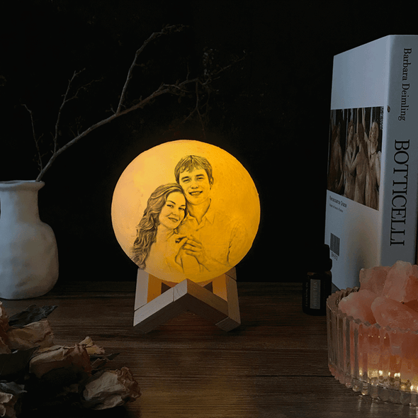 Custom Engraved 3D Picture Moon Lamp 2 Colors Valentine's Day Gift