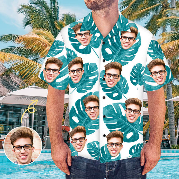 Mens Custom Tropical Floral Personalized Husband’s Photo Beach Flower Shirts