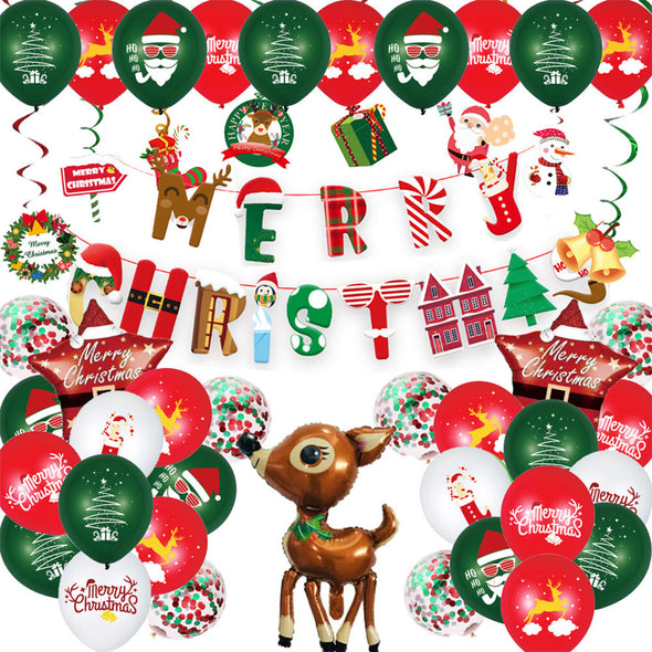 Christmas Party Decorations Merry Christmas Banner Balloons Tassel Christmas Ornaments
