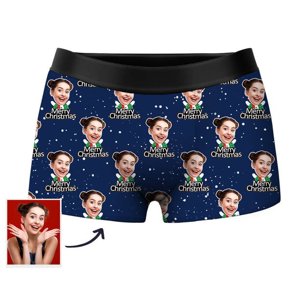 Christmas Boxers Custom Face Boxers Photo Shorts Gift for Boyfriend