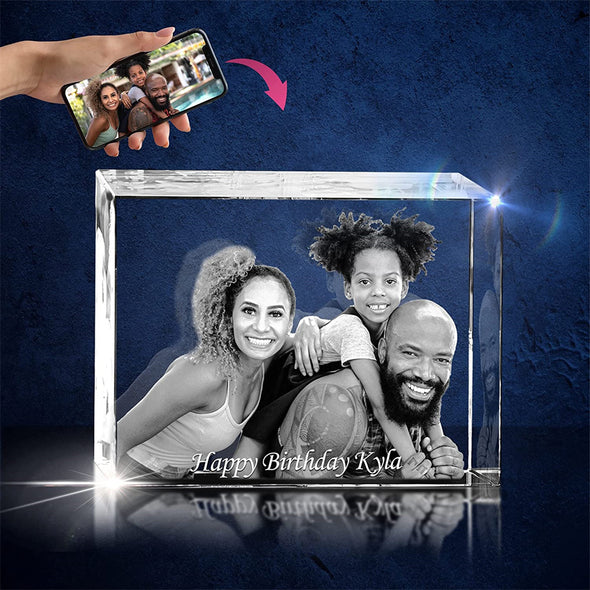Personalized 3D Laser Photo Engraved Crystal 3D Crystal Photo Anniversary Gifts