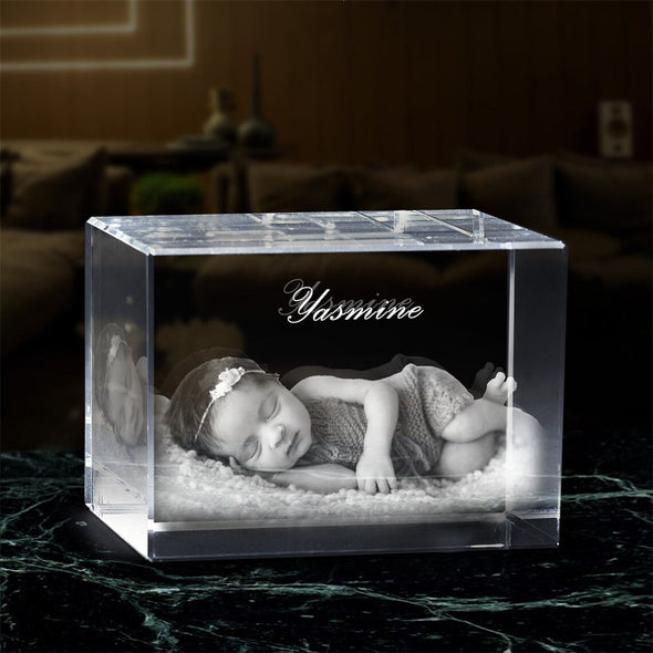 Custom 3D Crystal Photo Personalized 3D Laser Photo Engraved Crystal Gift for Lover