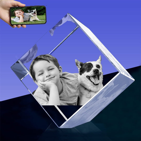 Christmas Gift Custom 3D Crystal Photo Personalized 3D Laser Photo Engraved Crystal Mothers Day Gifts