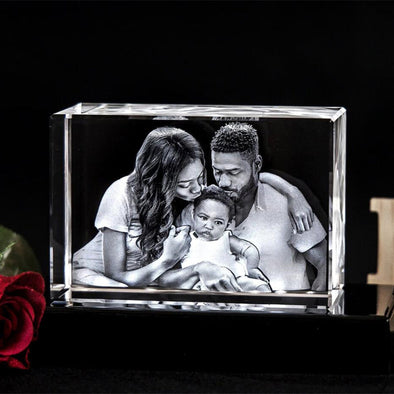 Christmas Gift Custom 3D Crystal Photo Personalized 3D Laser Photo Engraved Crystal Mothers Day Gifts