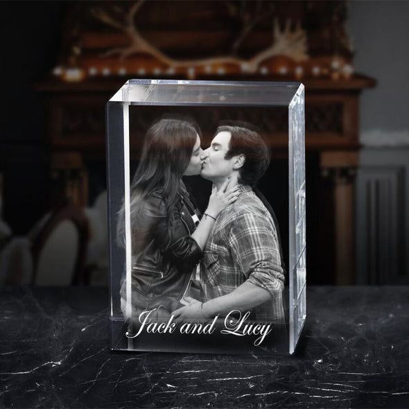 Custom 3D Crystal Photo Personalized Gifts with 3D Laser Photo Engraved Crystal Anniversary Gifts